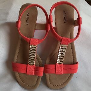 Alfani Vibrant Coral Wedge Sandals